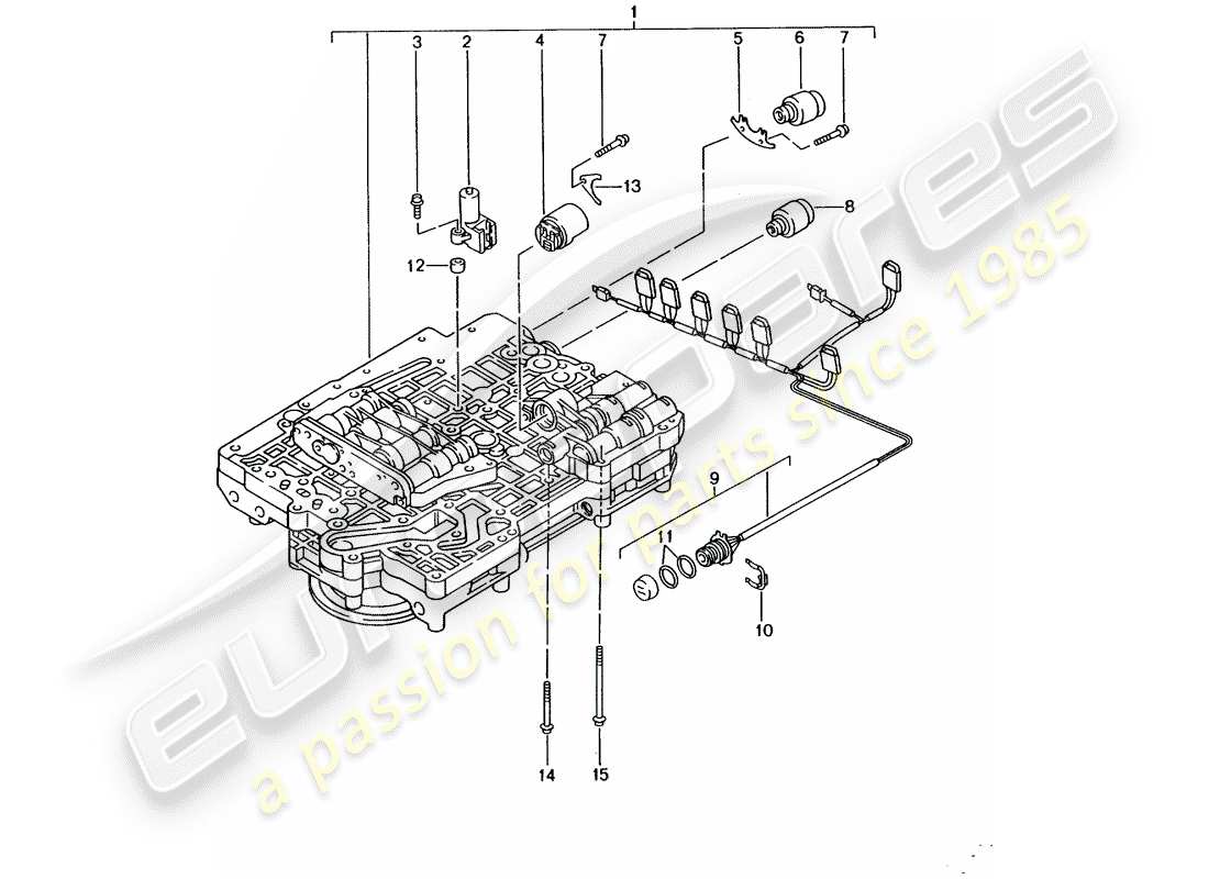 porsche 2005 (996) tiptronic - cuerpo de válvula - solenoide válvula - regulador de presión - d >> - mj 2001 diagrama de partes