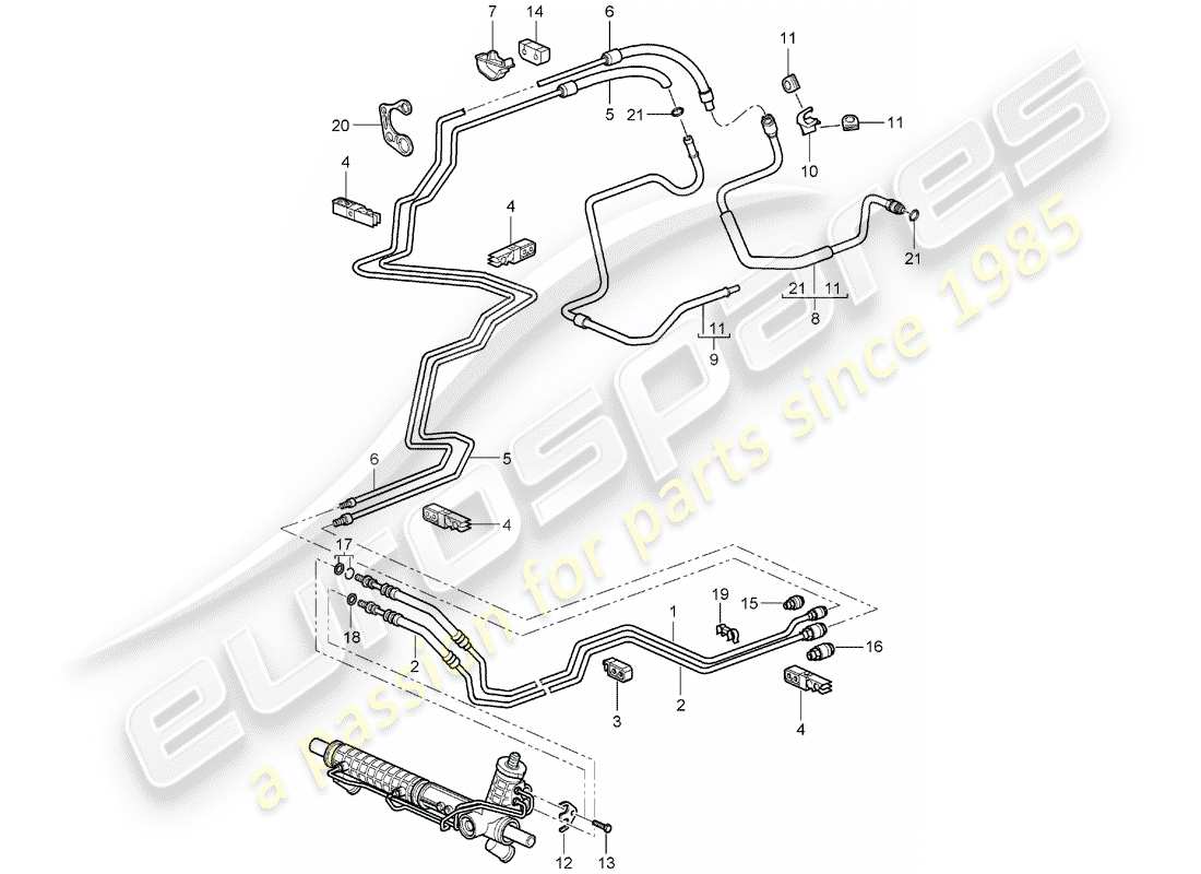porsche 2005 (996) dirección asistida - línea hidráulica - f 99-4s630 357>> - f 99-4s603 929>> - f 99-4s642 {11 }>> diagrama de piezas