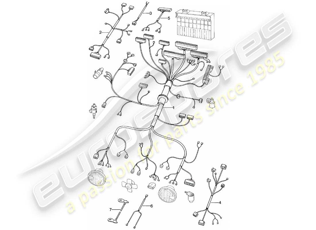 porsche 1983 (924) arneses de cableado - compartimiento del motor diagrama de piezas