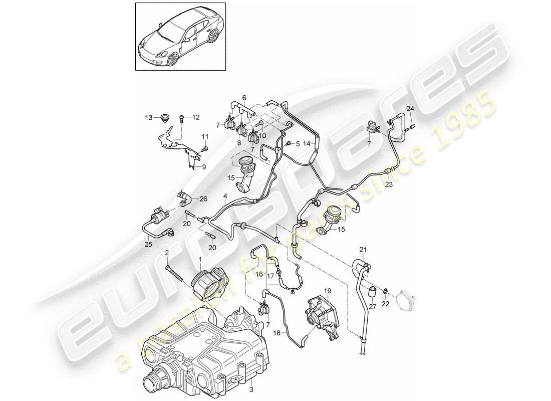 porsche 2014 (panamera 970) diagrama de piezas del cuerpo del acelerador