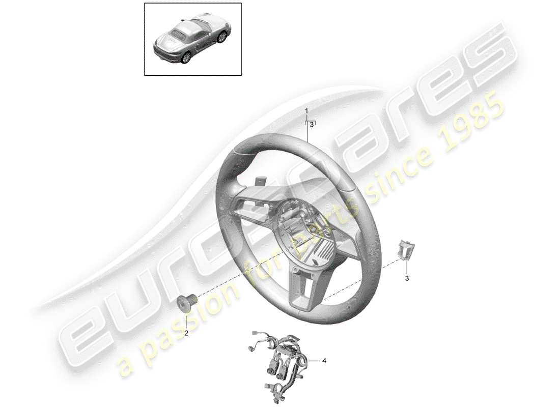 porsche 2019 (718 boxster) volante diagrama de piezas