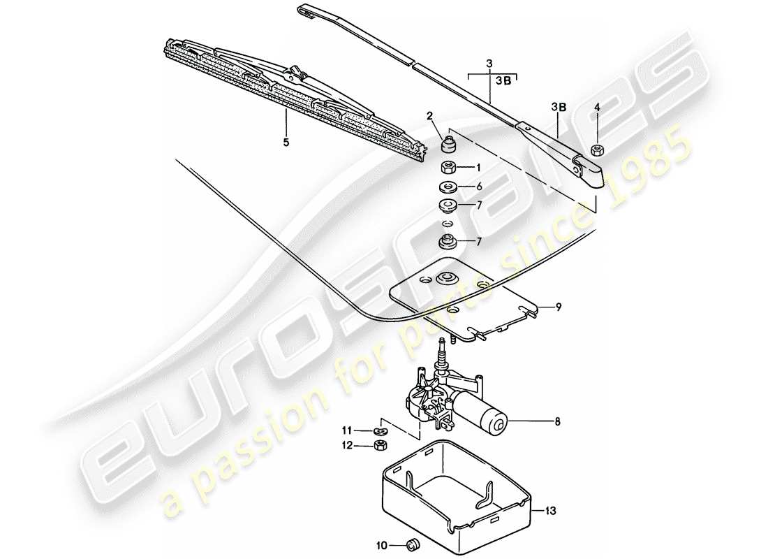 porsche 1983 (944) limpiaparabrisas trasero diagrama de piezas