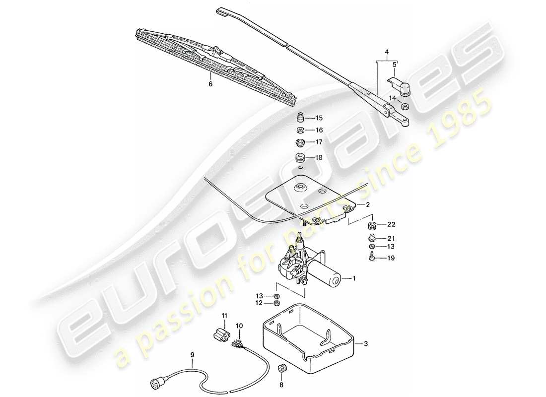 porsche 1990 (944) limpiaparabrisas trasero diagrama de piezas