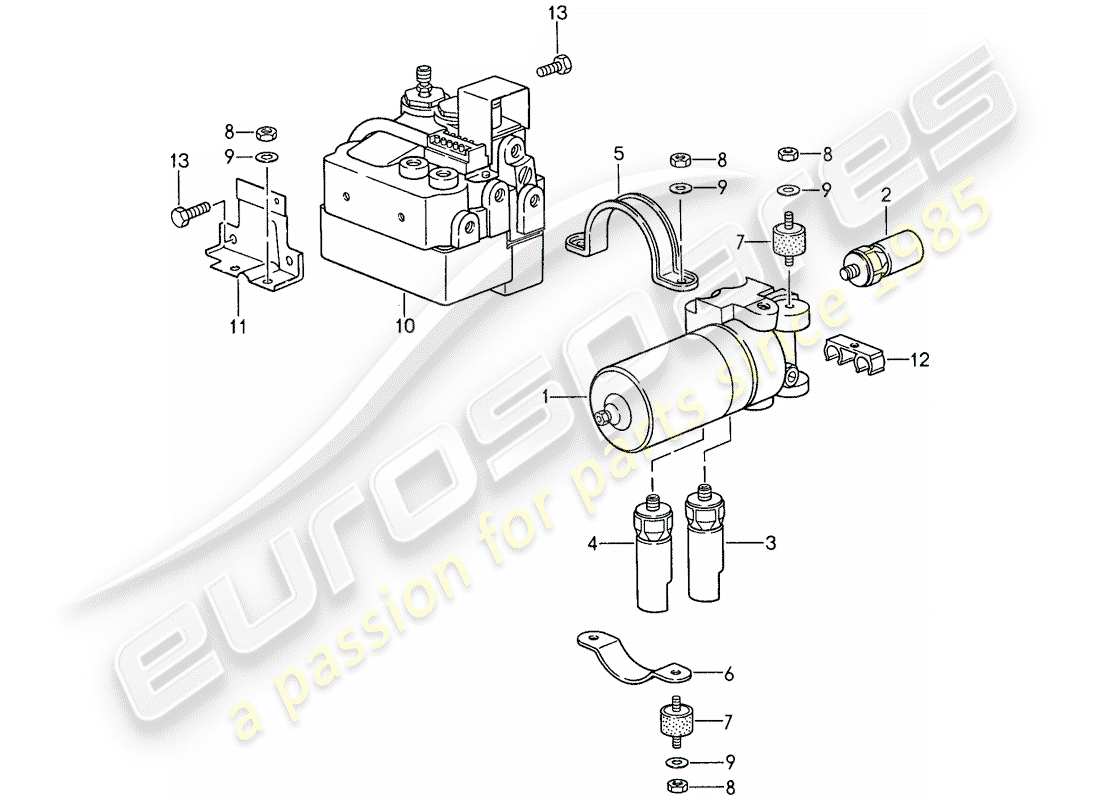 porsche 1987 (959) unidad hidráulica - sensor de velocidad diagrama de piezas