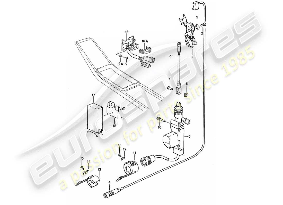 porsche 1988 (959) sistema de cierre centralizado diagrama de piezas