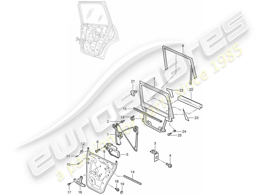 porsche 2010 (cayenne e1 9pa) regulador de ventana diagrama de piezas