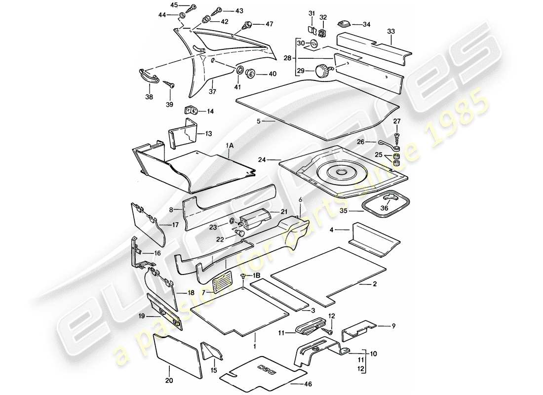 porsche 1983 (928) adornos diagrama de piezas
