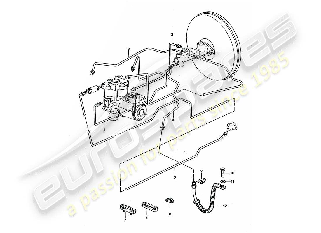 porsche 1994 (928) líneas de freno diagrama de piezas
