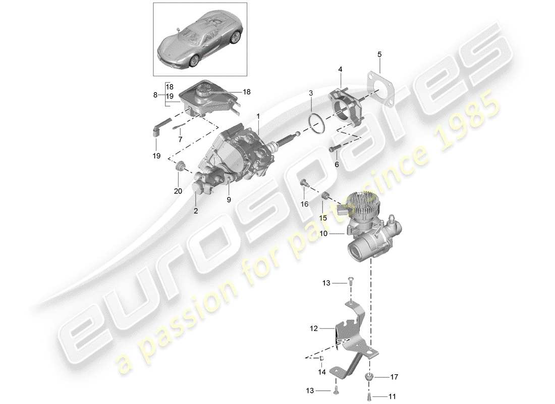 porsche 2015 (918 spyder) diagrama de piezas del cilindro maestro de freno