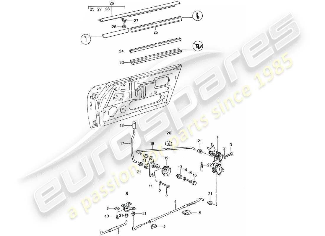 porsche 1987 (959) piezas de instalación - para - puerta diagrama de piezas