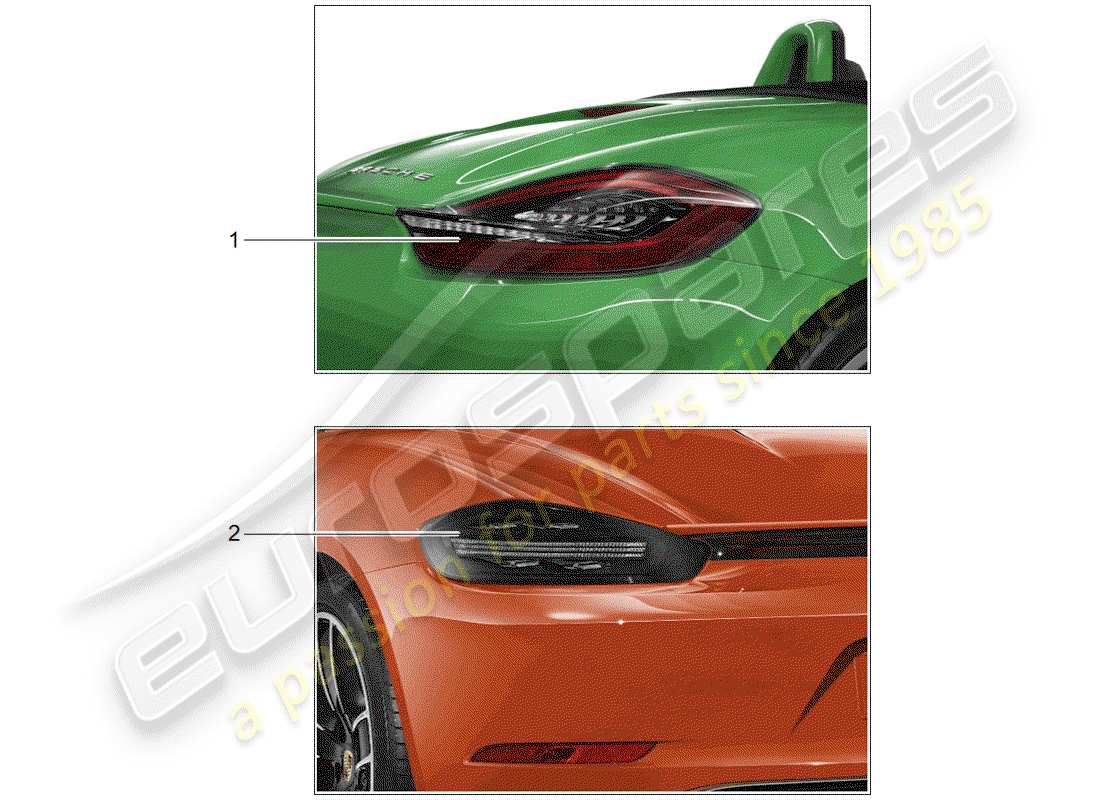 porsche 2017 (tequipment 98x/99x) diagrama de piezas de la luz trasera