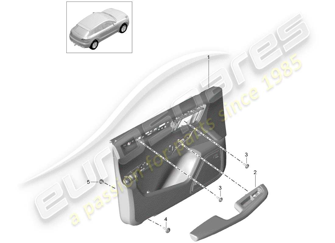 porsche 2017 (macan) panel de la puerta diagrama de piezas