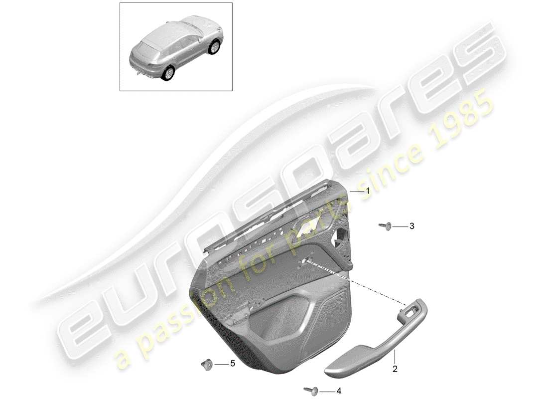 porsche 2017 (macan) diagrama de piezas del panel de puerta