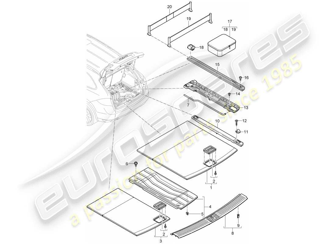porsche 2016 (cayenne e2 92a) diagrama de piezas del revestimiento