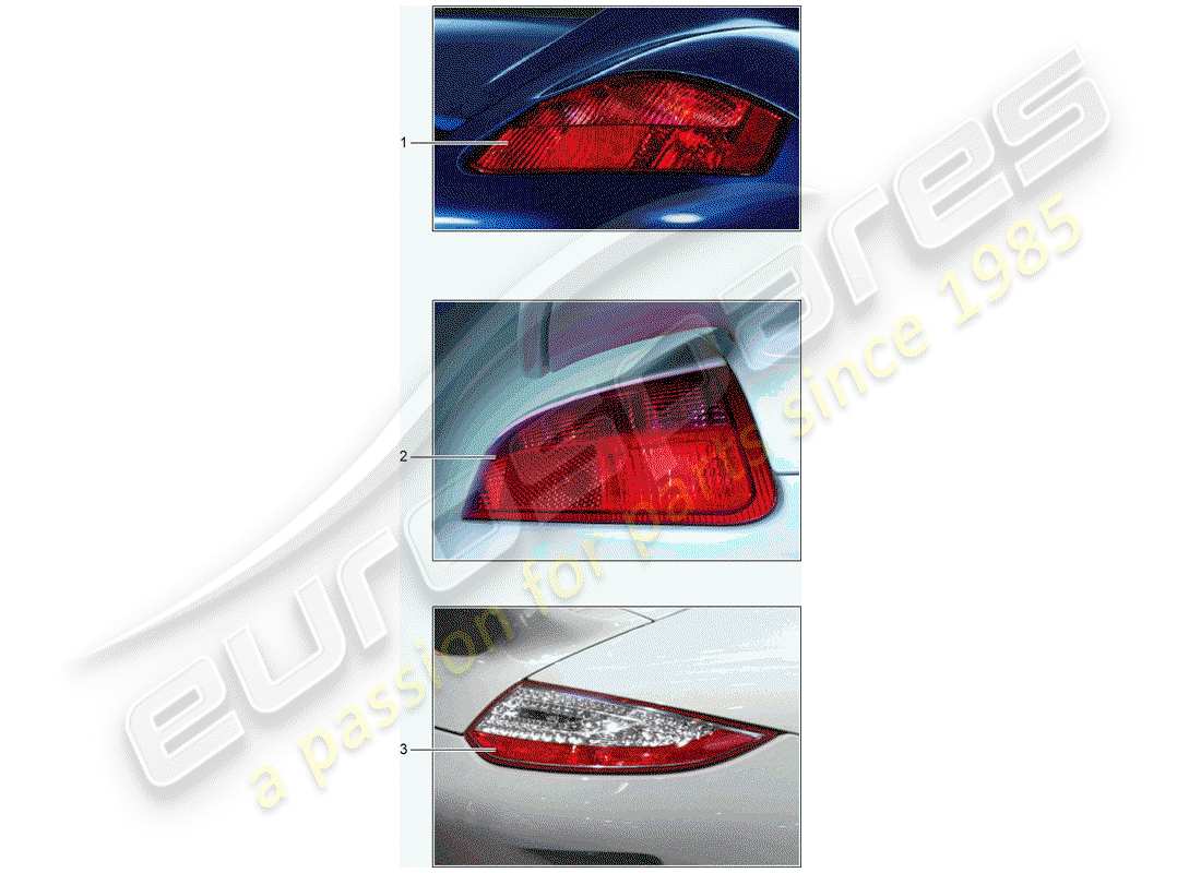 porsche 2011 (tequipment) diagrama de piezas de la luz trasera
