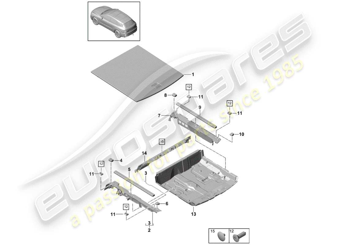 porsche 2020 (cayenne e3 9ya/9yb) recubrimiento diagrama de piezas