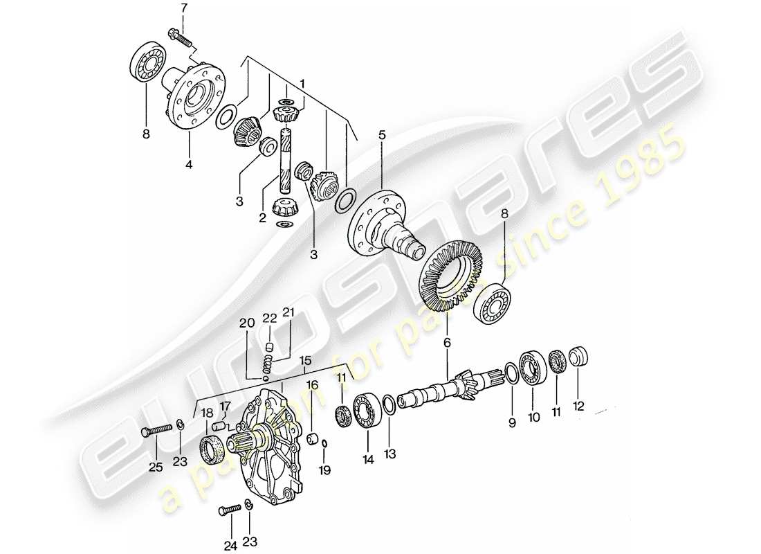 porsche 1987 (924s) diferencial - transmisión automática diagrama de piezas