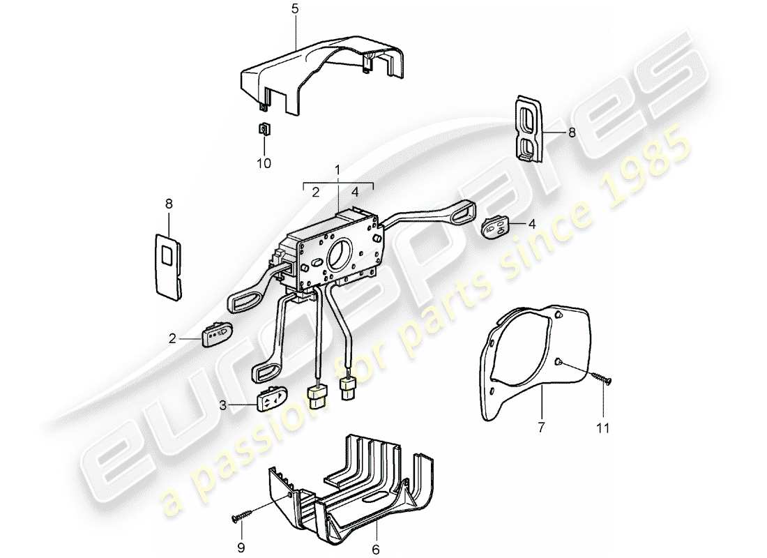 porsche 2004 (carrera gt) interruptor de la columna de dirección diagrama de piezas