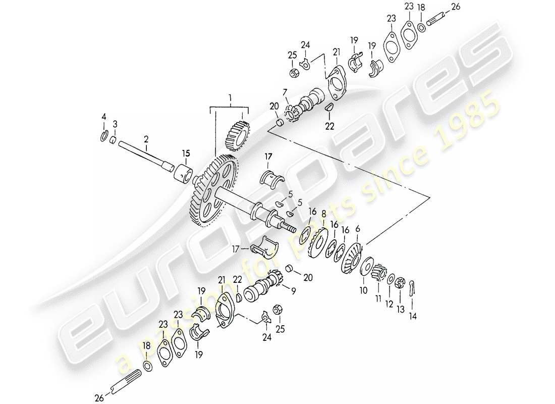 porsche 1964 (356b/356c) mecanismo de impulsión - para - control de válvula diagrama de piezas