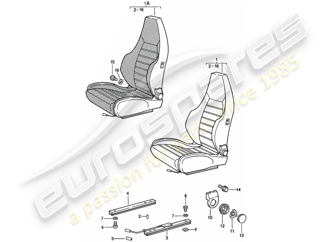 porsche 1981 (928) asiento deportivo - completo - d - mj 1980>> diagrama de piezas