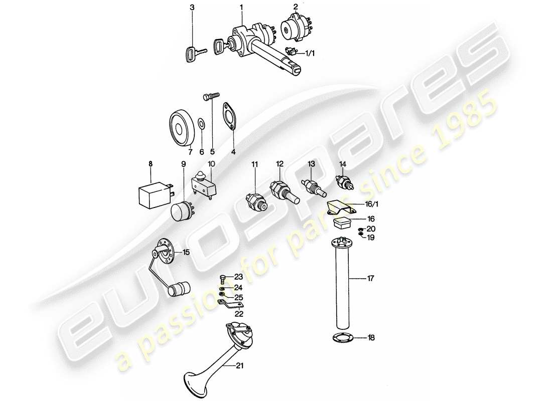 porsche 1977 (911) sensor - relé - bocina diagrama de piezas
