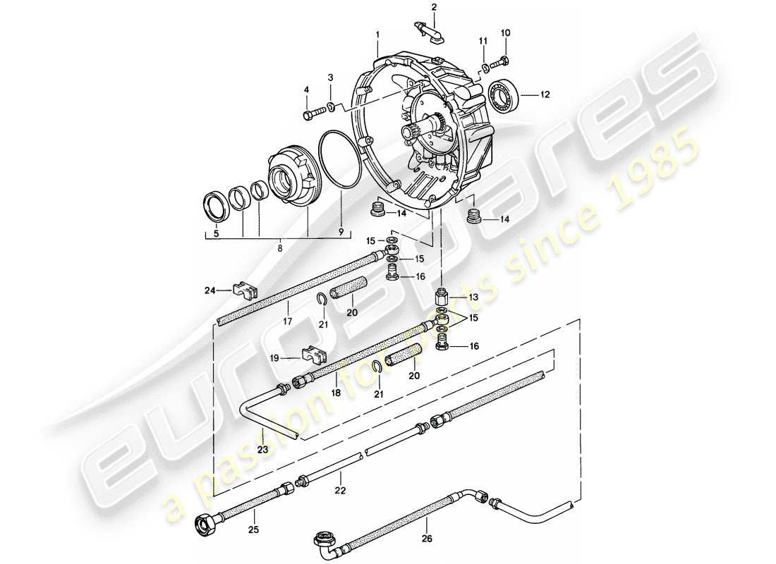 porsche 1981 (928) caja de transmisión - 1 - diagrama de piezas de transmisión automática