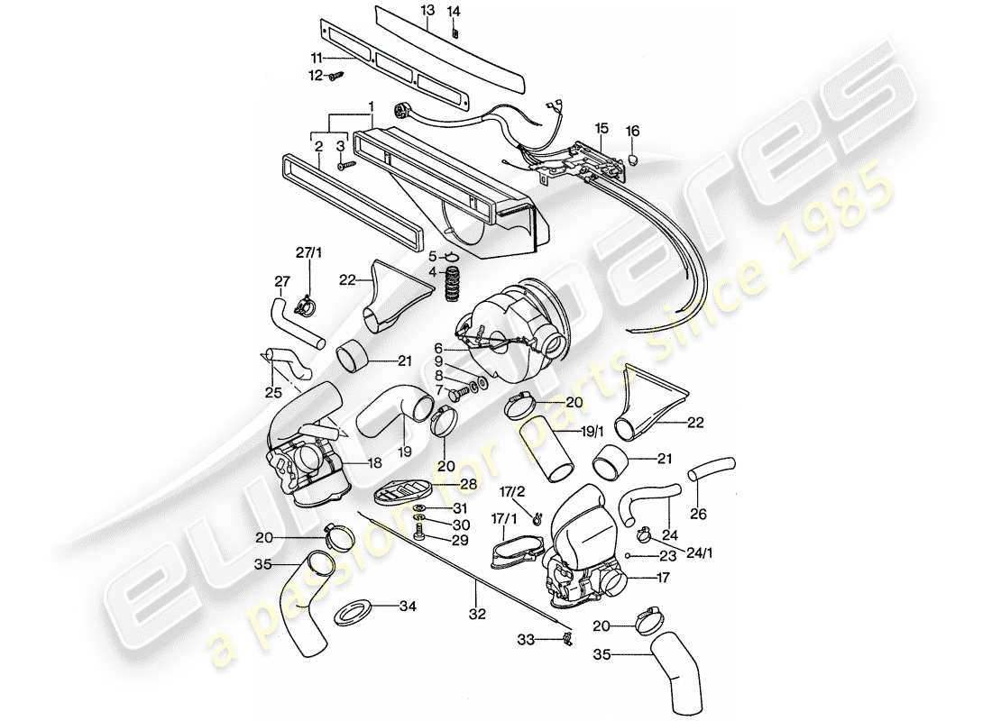 porsche 1977 (911) ventilación - sistema de calefacción 1 - d >> - mj 1976 diagrama de piezas