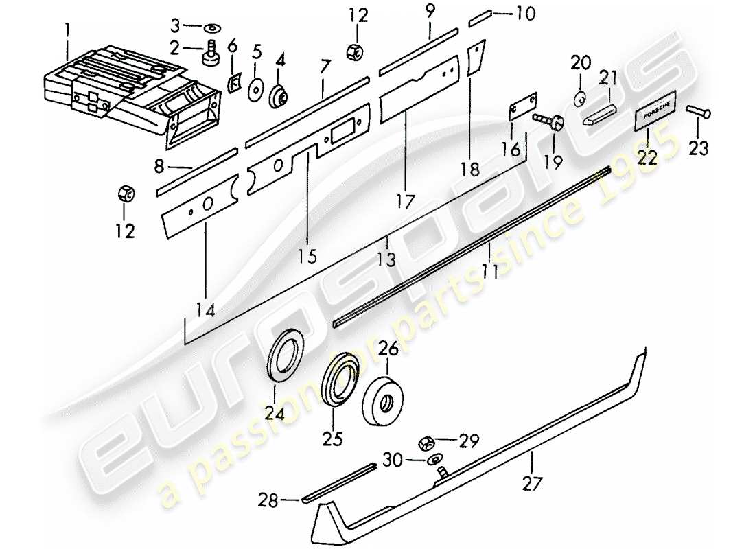 porsche 1968 (911/912) cenicero - tapa acabado - d >> - mj 1968 diagrama de piezas