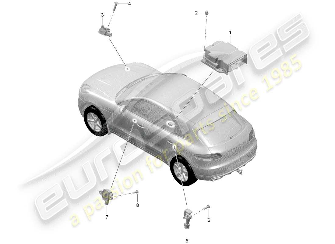 porsche 2018 (macan) módulo de control electrónico diagrama de piezas