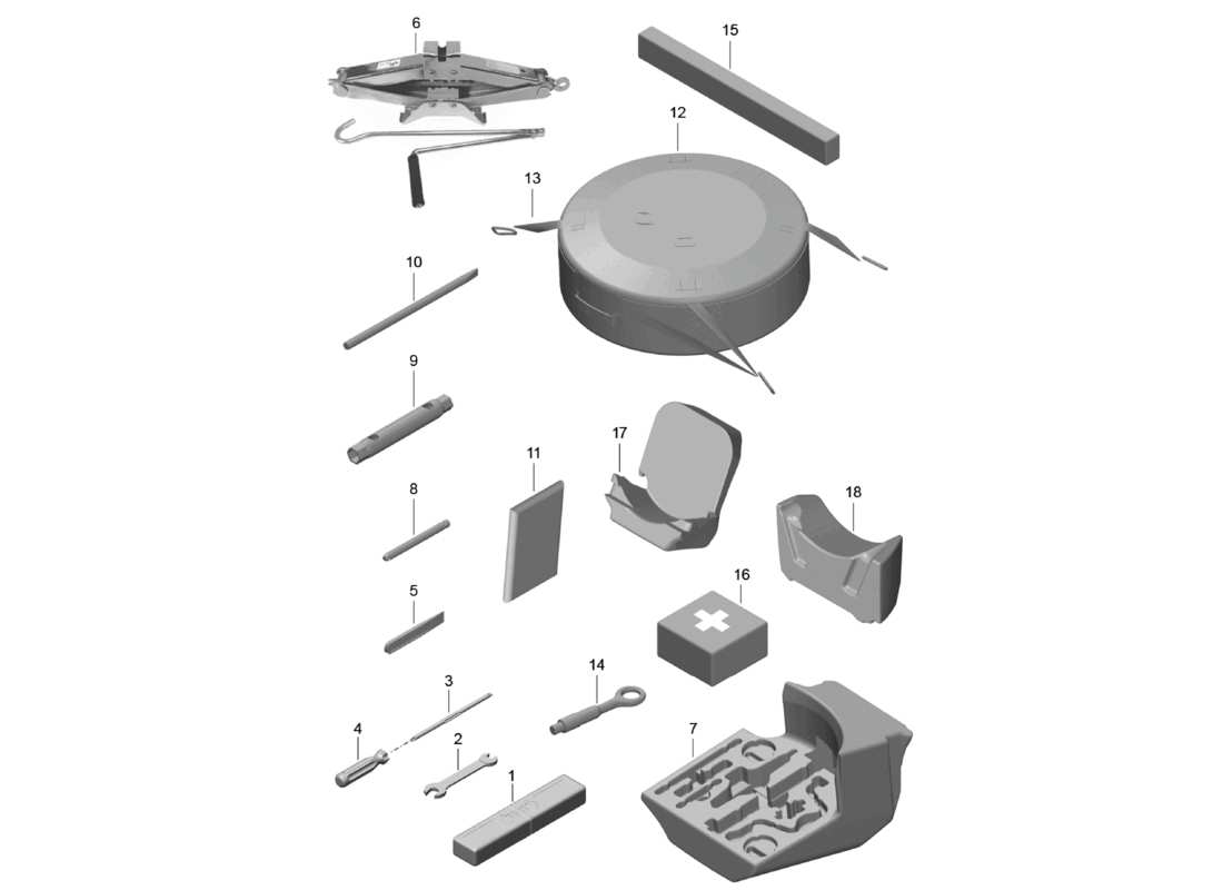 porsche 718 cayman (2020) diagrama de piezas de la herramienta