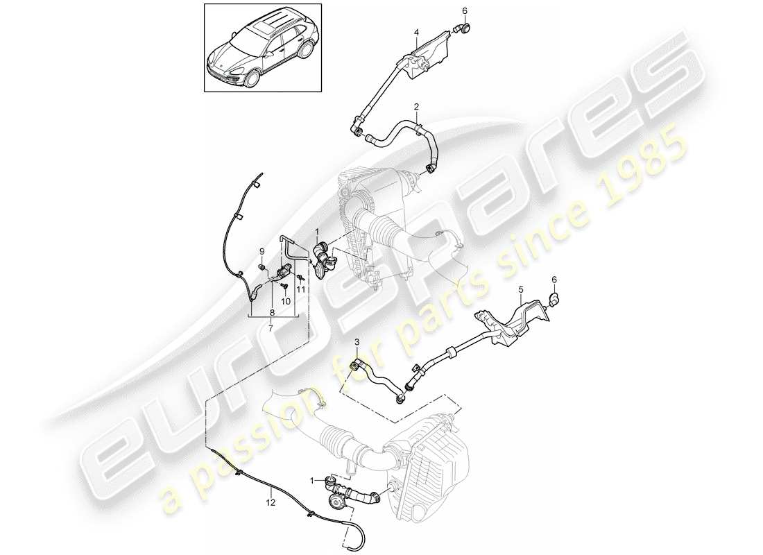 porsche 2016 (cayenne e2 92a) filtro de aire con conexión diagrama de piezas