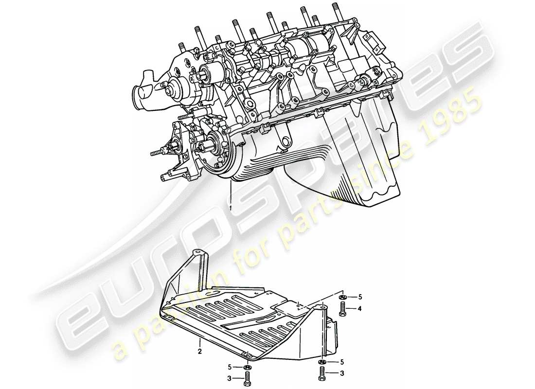 porsche 944 (1983) motor corto - carter - placa protectora p. motor diagrama de piezas