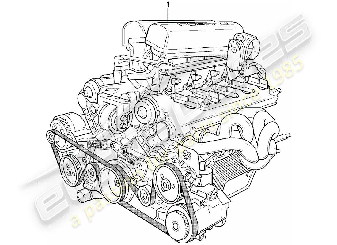 porsche carrera gt (2006) motor de reemplazo - no listo para instalación diagrama de piezas