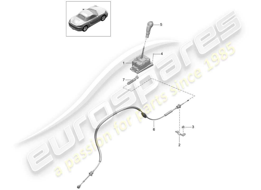 porsche 2020 (718 boxster) palanca selectora diagrama de piezas