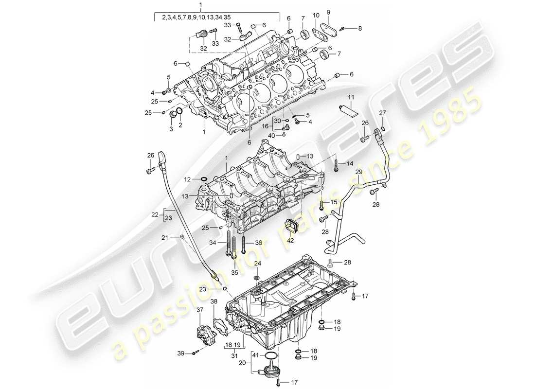 porsche 2006 (cayenne e1 9pa) diagrama de piezas del carter