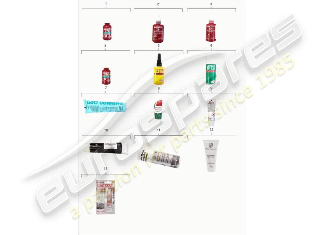 porsche 2000 (986 boxster) líquido de bloqueo adhesivo y sellador diagrama de piezas