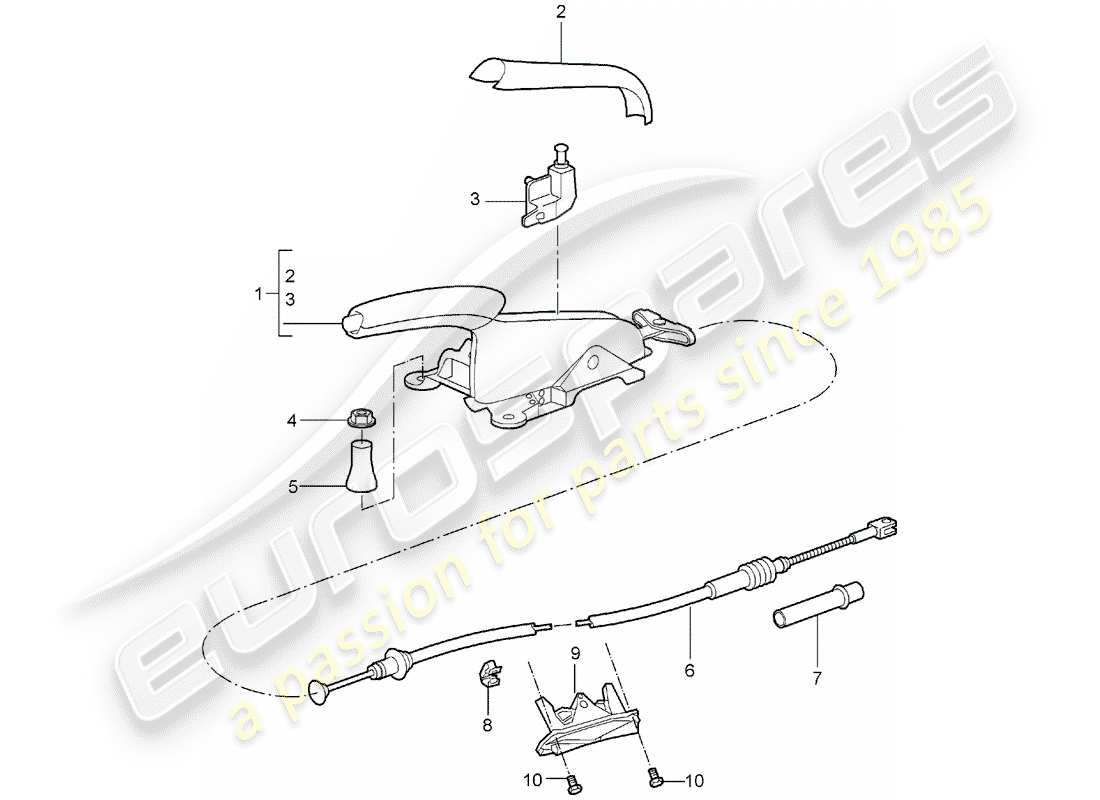 porsche 2005 (987 boxster) diagrama de piezas del freno de mano