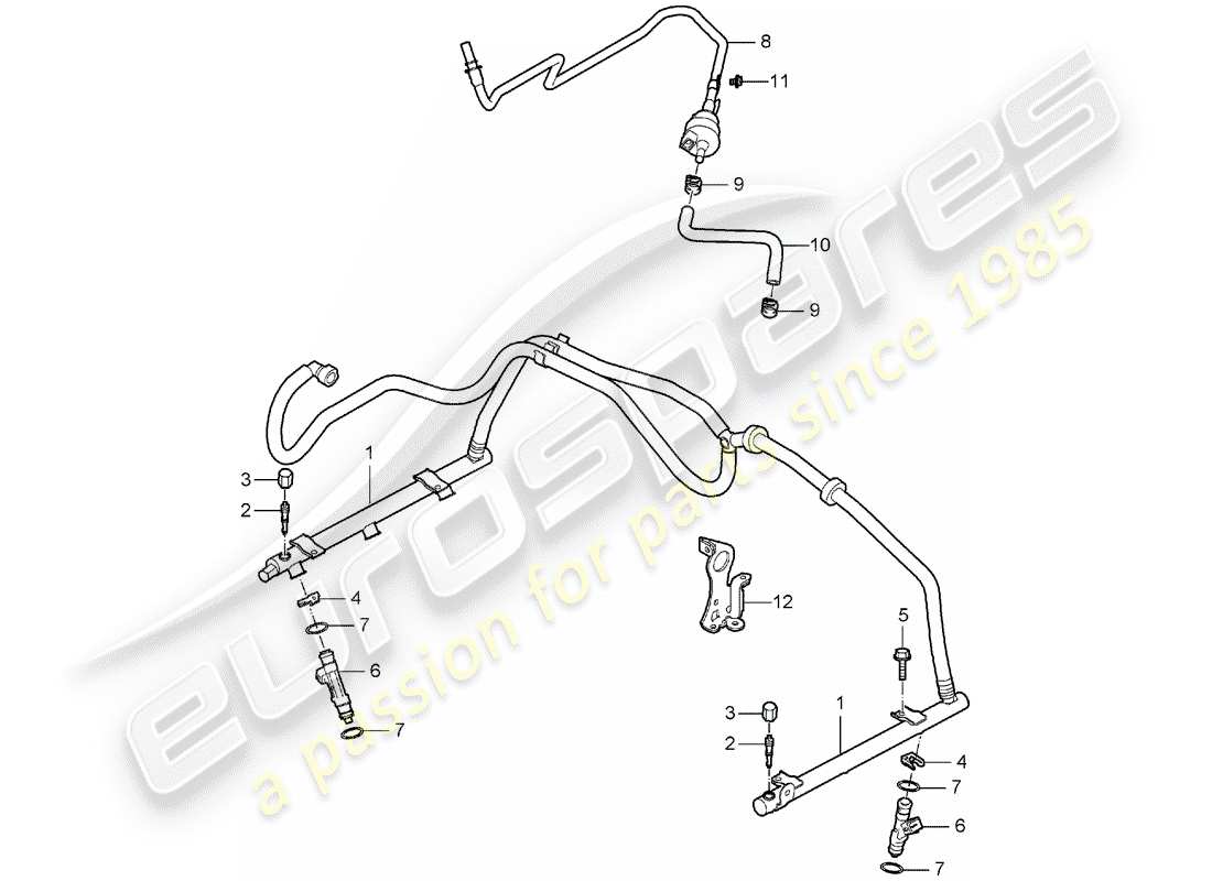 porsche 2005 (987 boxster) diagrama de piezas del tubo de recogida de combustible
