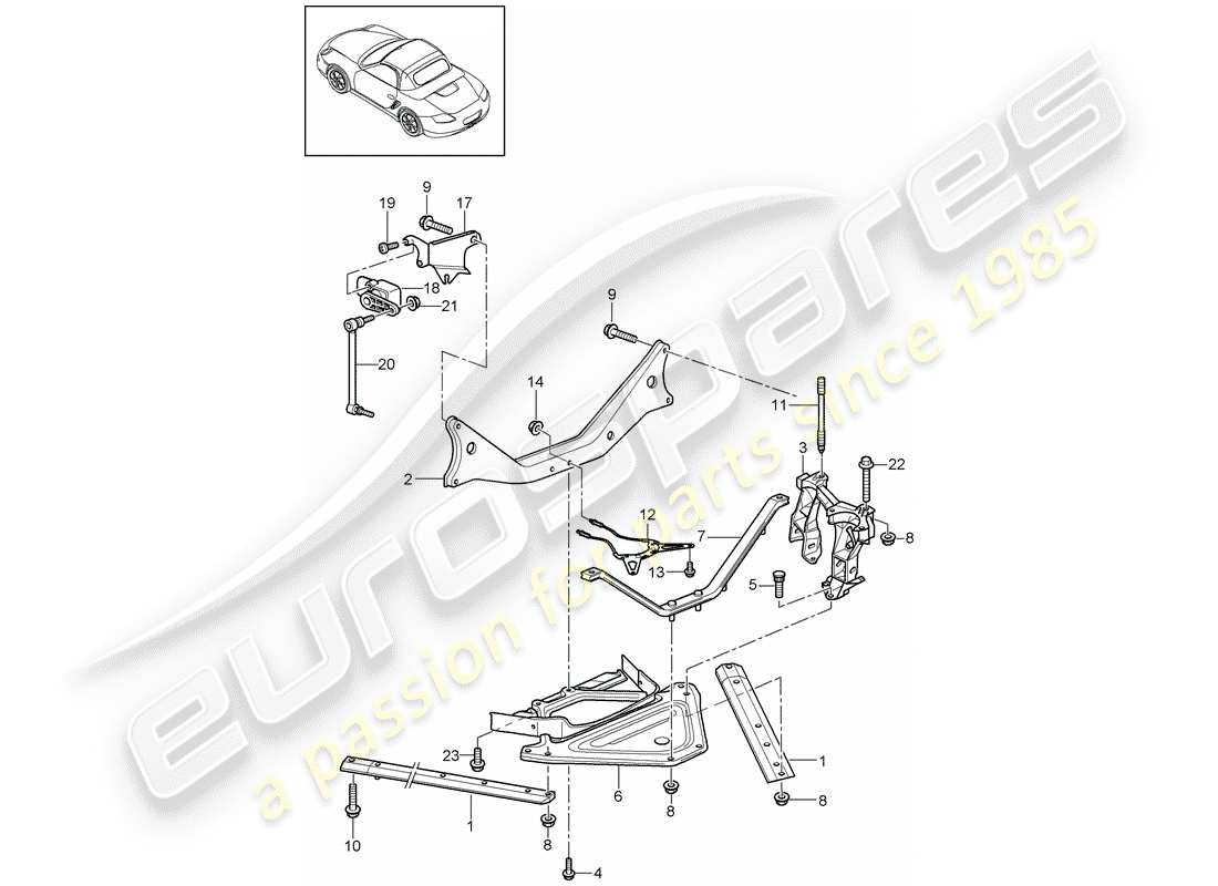 porsche 2011 (987 boxster) diagrama de piezas del eje trasero