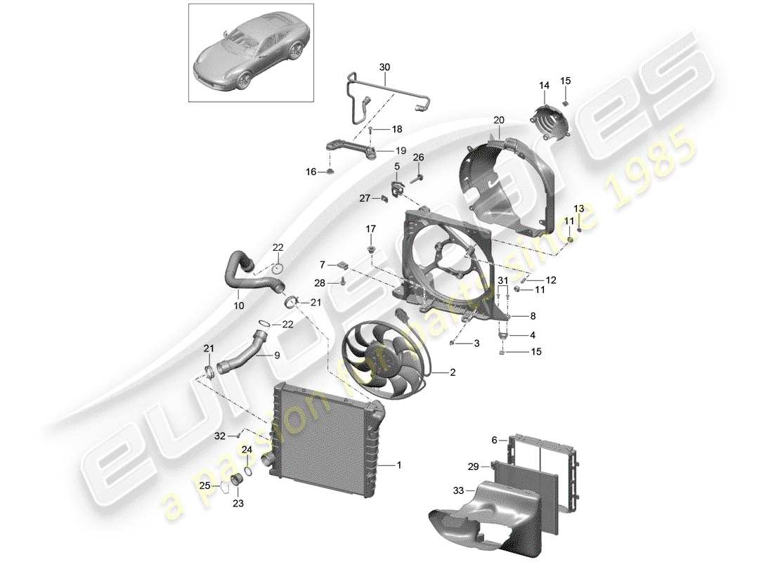 porsche 2014 (991-1) refrigeración por agua 3 diagrama de piezas