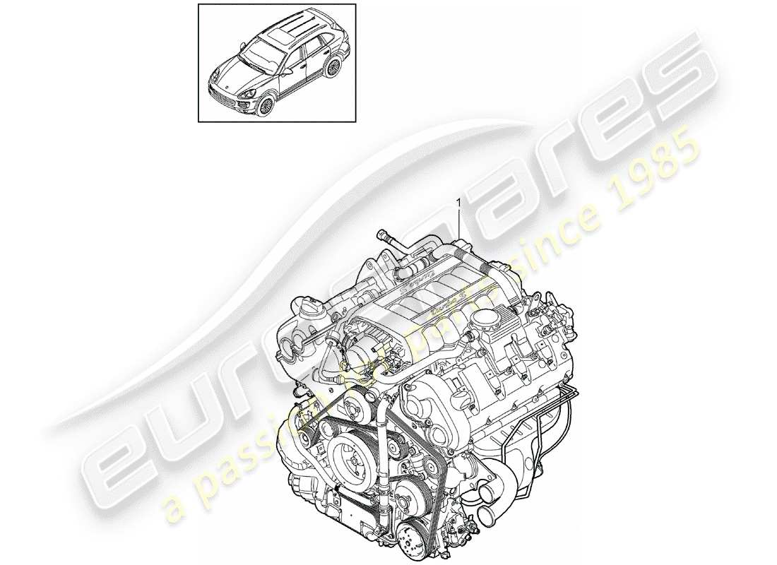 porsche 2016 (cayenne e2 92a) diagrama de piezas del motor de repuesto