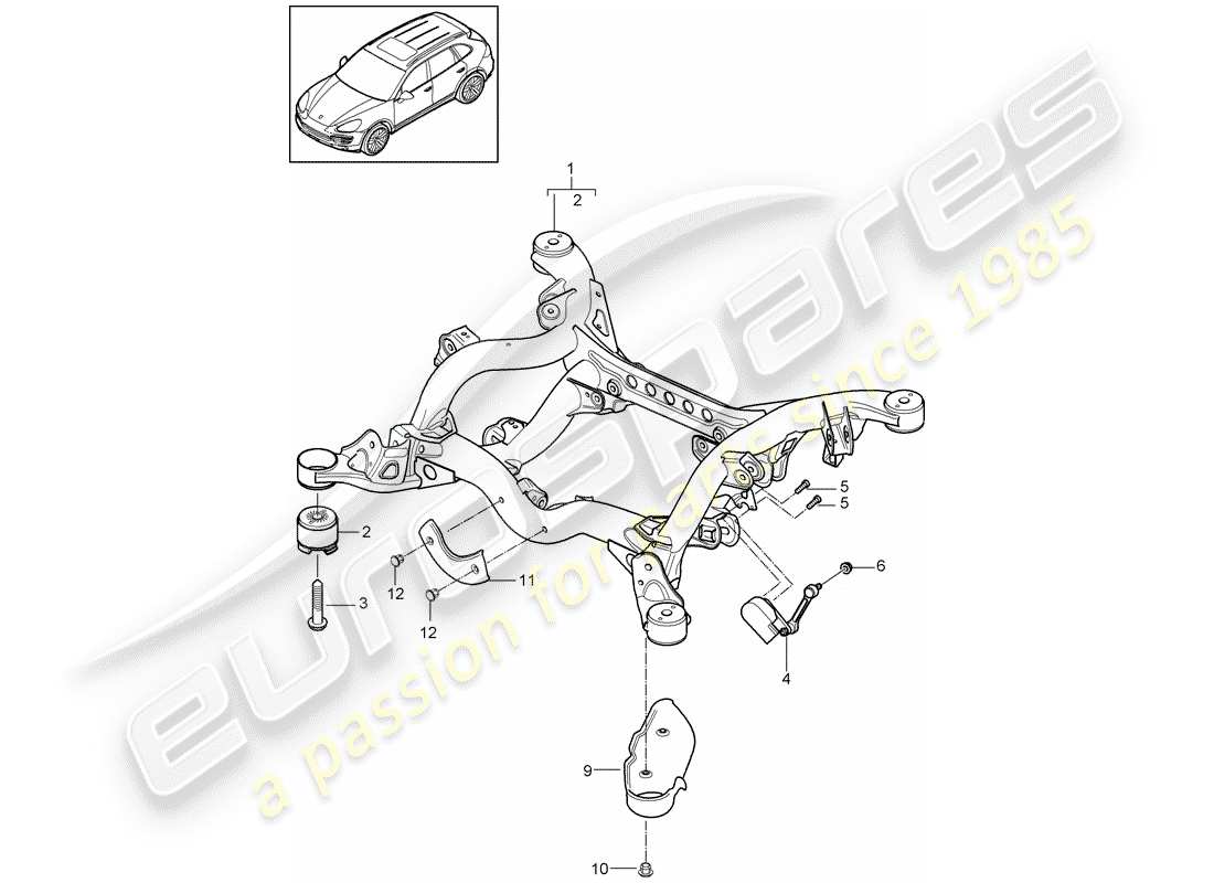 porsche 2016 (cayenne e2 92a) diagrama de piezas del eje trasero