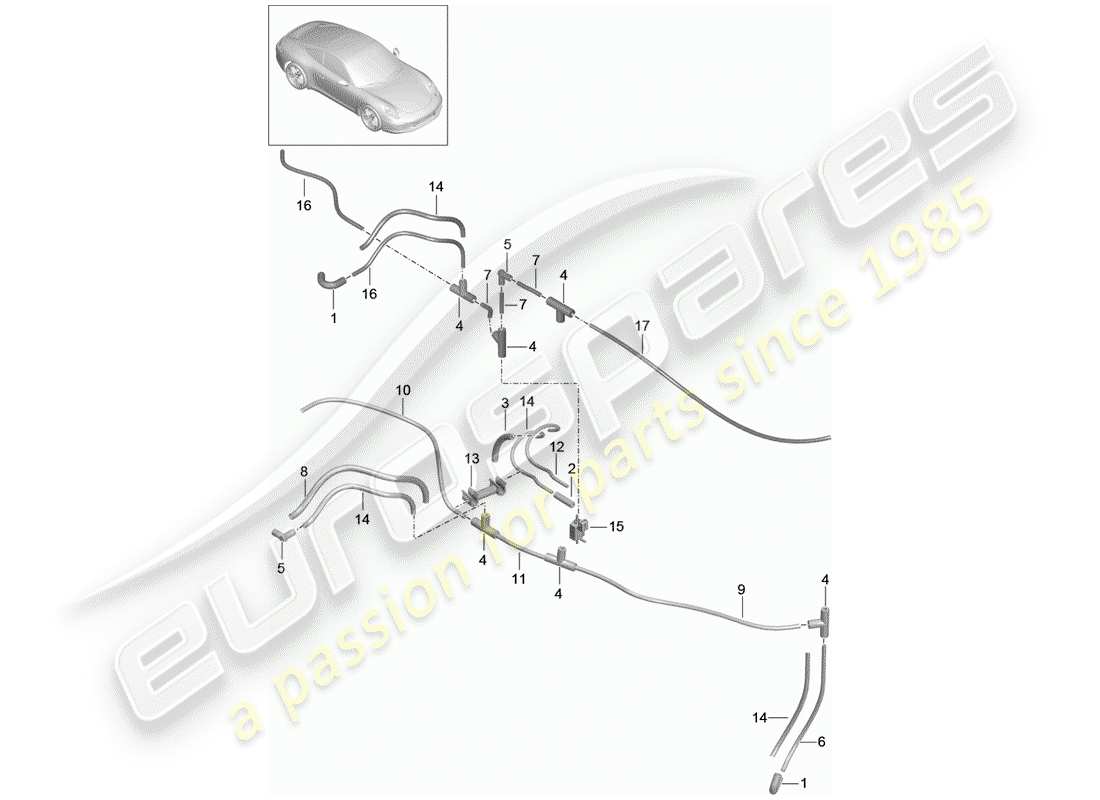 porsche 2014 (991-1) sistema de vacío diagrama de piezas