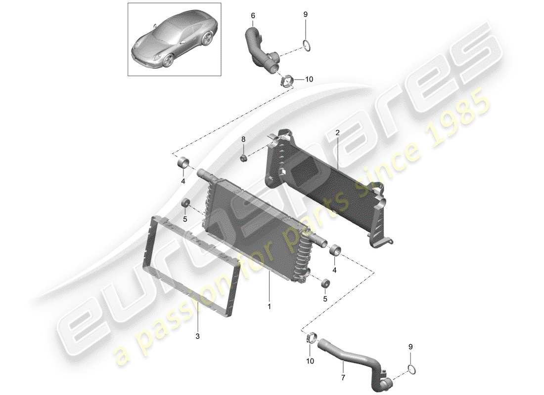 porsche 2014 (991-1) diagrama de piezas del radiador