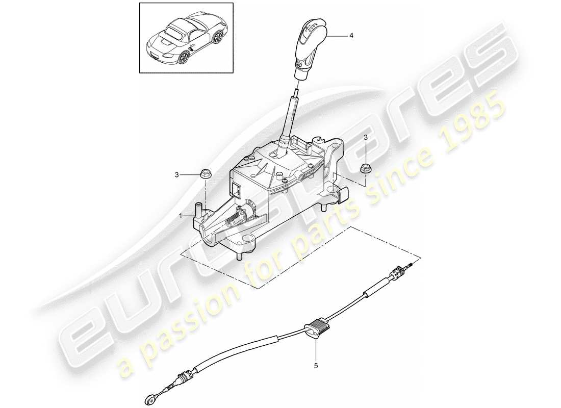 porsche 2011 (987 boxster) diagrama de piezas de la palanca selectora