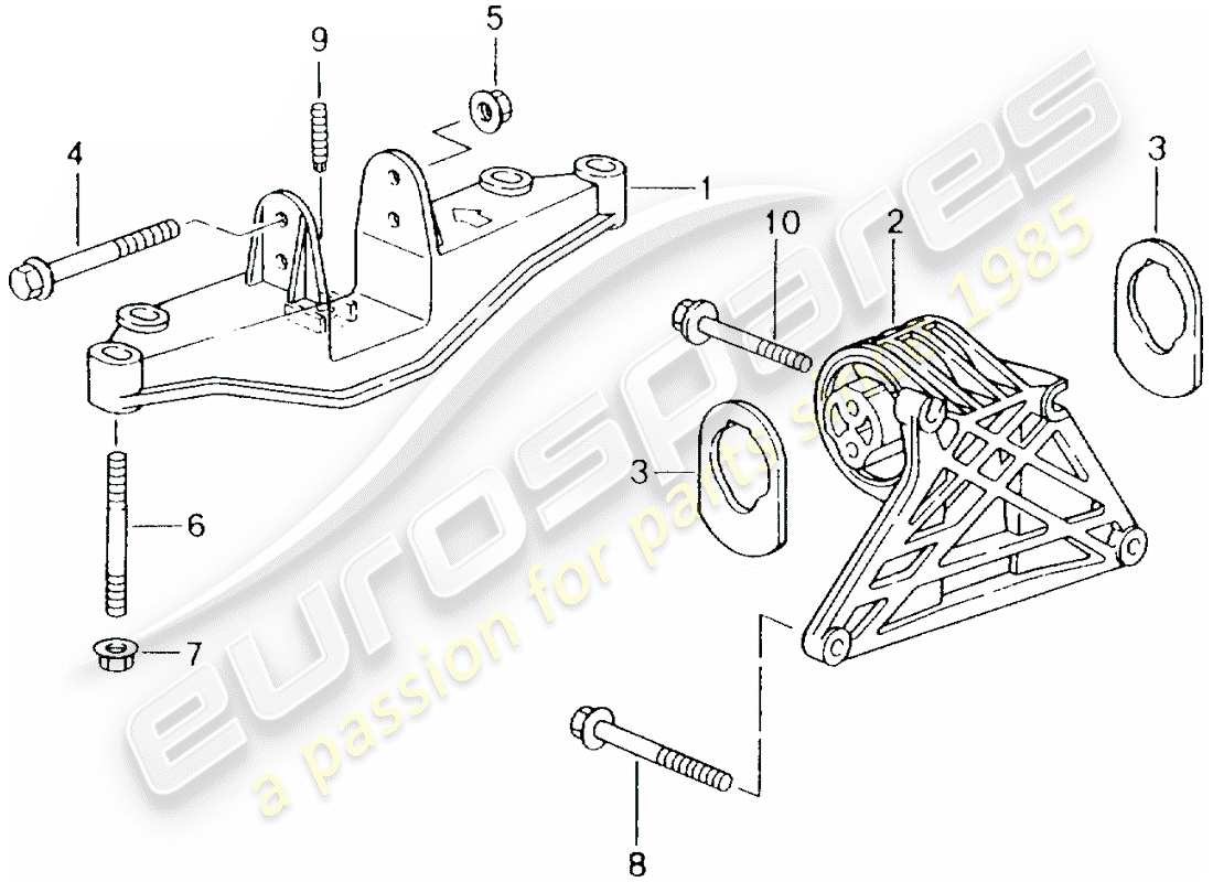 porsche boxster 986 (2002) diagrama de piezas del dispositivo de elevación del motor