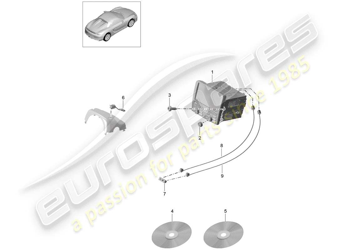 porsche 2016 (981 boxster spyder) unidad operativa diagrama de piezas