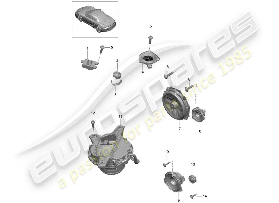 porsche 2016 (981 boxster) altoparlante diagrama de piezas