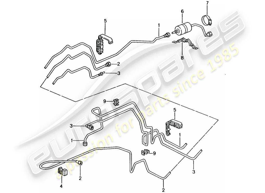 porsche 996 (2001) línea de combustible - sistema de suministro de combustible diagrama de piezas
