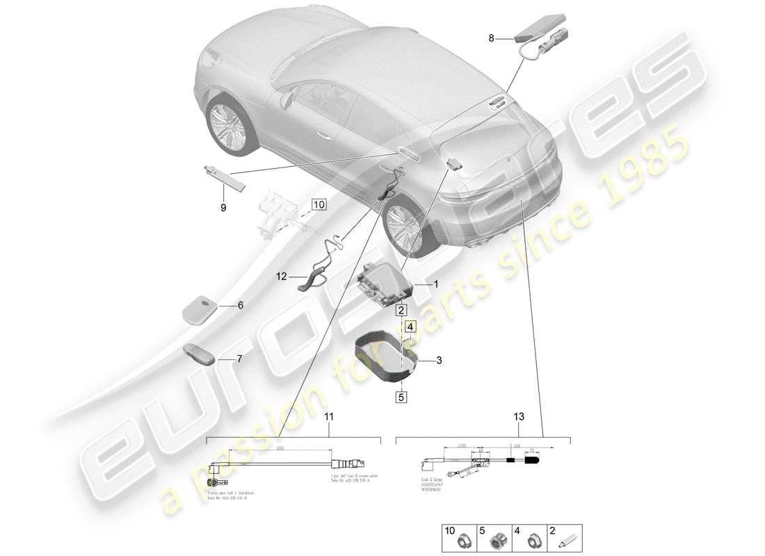porsche 2019 (macan) piezas únicas diagrama de piezas
